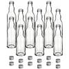gouveo Set 12 bottiglie in vetro 200 ml rotonde con tappo a vite argento - bottigliette per liquore, succo, aceto e olio - set bottiglie (FKT200S)