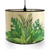 Morbuy Paralume a Tamburo in Bambù con Stampa a Foglia Verde, Paralume Sostituibile per E27 Lampada da Tavolo, Lampada da Terra, Lampadario, Lampada Accessorio, Decorazioni Casa (Foglie Tropicali)