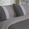 Happidea - Set copripiumino con federe 100% flanella di cotone caldo invernale, reversibile doppio colore, Prodotto in italia, Singolo 155x200 +45 cm Patella, Federe 50x80, Grigio