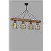 Opviq Industrial Rustic Chandelier, corpo in legno, finitura vintage, lunghezza 85 cm, altezza 70 cm, regolabile, attacco E27, max 40 W, perfetto per le case country