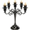 YOUEON Candelabro a 5 bracci, alto 26,4 cm, nero lucido, portacandele gotico per candele a colonna da 2,5 cm, centrotavola per matrimoni, chiesa, camino, Halloween