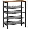 HOOBRO Scarpiera a 5 Livelli, Scaffale Portascarpe, Organizzatore Portascarpe, Inclinabili o Piatto, con 4 Ripiani a Rete, per Ingresso, Soggiorno, Industriale, Marrone Vintage e Nero EBF106XJ01