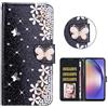 BLOTECH PU Diamante Glitter per Samsung Galaxy A55 3D Bling Bling Glitter Brillantini Brillante Nero Custodia Case Libro Leather Flip Protettiva Portafoglio, ID Slot per Scheda, Cover per Samsung Galaxy A55