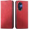 MOJIA Cover per Honor 200 PRO, Custodia Folio Portafoglio in Pelle PU [Chiusura Magnetica], Case a Libro con Guscio Interno in TPU, Supporto per Carte.. Rosso