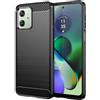 owlhold Cover per Motorola Moto G54 5G, Custodia Spazzolata e Fibra di Carbonio Morbido Silicone TPU Slim Fit Case, Antiurto, Antigraffio, Antiscivolo, Protezione Grado Militare, Nero