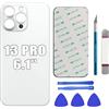 LiXiongBao Sostituzione del coperchio del vetro posteriore 13 Pro per iPhone 13 Pro Sostituzione del vetro posteriore posteriore da 6,1 '' + kit di strumenti di riparazione (Silver)