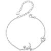 Qings Cane Bassotto Bracciale per Donne 925 Argento Sterling Carino Gatto Animale Stampa Zampa Bracciale a Catena Regolabile per gli Amanti degli Animali