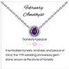 Qings Collana con Pietra Portafortuna- in Argento Sterling 925 Charm Ciondolo Collana Diamante Simulato Doni Compleanno da Donna Ragazze