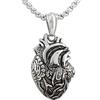 Serebra Jewelry - Collana con ciondolo a forma di cuore anatomico 3D, in acciaio inox, argento, colore: nero, oro, unisex, Argento sterling,