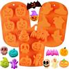 YEAPEAK Stampi Da Forno in Silicone Di Halloween - Stampo Biscotti e Cioccolatini a Forma Di Zucca (3 Pezzi)