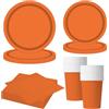 MORAINJAY Set di 68 Pezzi di Stoviglie Arancia per Feste, Piatti di Carta, Bicchieri, Tovaglioli, Stoviglie per Compleanni, Matrimoni, Baby Shower, Lauree, Anniversari, Set per 16 Ospiti
