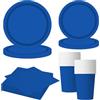 MORAINJAY Set di 68 Pezzi di Stoviglie Blu Scuro per Feste, Piatti di Carta, Bicchieri, Tovaglioli, Stoviglie per Compleanni, Matrimoni, Baby Shower, Lauree, Anniversari, Set per 16 Ospiti