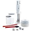 bamix M350 MAXX - Set frullatore a immersione con supporto, 2 bicchieri, 4 attrezzi, processore, spatola, spazzola per la pulizia, 300 Watt, prodotto in Svizzera, colore bianco e cromato