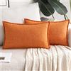 MIULEE Copricuscini Divano Camera da Letto Cuscini Arredo Salotto Decorativi Fodere Casa Moderni Morbido Resistente in Lino Bordi Federe con Cerniera Invisibile 2 Pezzi 30X50 CM Giallo arancio