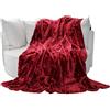 Brandsseller Auro - Plaid in pile, effetto pelliccia, di elevata qualità, Microfibra, Colore: rosso, 200 x 150 cm