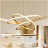 WayLuoung Lampadari LED In Legno Plafoniera, Apparecchio Di Illuminazione In Legno Dimmerabile A 3 Anelli, Lampada A Sospensione A Cerchio Regolabile, Cucina Isola Sala Da Pranzo Soggiorno【20+40+60cm】