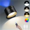 HOTUT Lampada da Parete,Applique da Parete per Interni con Telecomando,Lampada Led con Illuminazione Ambientale RGB, Luminosità Dimmerabile,Batteria Ricaricabile Controllo Tattile,Rotazione di 360