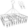 Qualsen Asciugacapelli per Calze in Acciaio Inox,per Stendibiancheria,Mini Asciugatrice,Appendiabiti con Picchetti per Calze,Biancheria Intima,Vestiti per Bambini,Canotte e Guanti,40 Clip quadrate