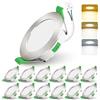 ALUSSO Faretti LED da Incasso per Cartongesso,4W 310LM 230V Luci da Soffitto Interno,Foro Incasso Ø55-68mm,3CCT 3000K 4000K 6500K Faretto led incasso IP44 per Cucina,Bagno,Set di 12,Nichel
