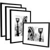 QWORK® Set di 4 cornici nere 30x40 cm - telaio in PVC infrangibile e vetro HD - per decorazione da tavolo e da parete