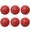 Spaas Rosso 6 Candele rustiche Non profumate sferiche, 24 Ore, Cera di paraffina
