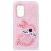 YKTO Peluche Coniglio per Oppo A54s,Custodia per Telefono Ragazza Coniglio con Diamanti Glitter Comoda Custodia per Telefono in Finta Peluche per Oppo A54s,Coniglio Rosa Perla