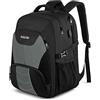 PUSLOM Zaino extra large da uomo, 55 l, da viaggio per laptop da 18,4 pollici, con porta di ricarica USB, approvato per i voli, TSA, grande capacità, resistente, borsa per computer universitaria