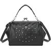 Wivmypog Borsa a tracolla vintage da donna in pelle PU con chiusura a bacio con rivetto a forma di teschio, borsa a tracolla con pochette da sera (Nero-un teschio)