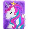 PinkSheep Diario unicorno per ragazze con serratura e chiavi, magico diario unicorn per bambini, diario segreto in peluche, 300 pagine per scrivere e disegnare, regalo unicorno per ragazze