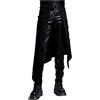 KBOPLEMQ Pantaloni neri da uomo Dark Rock Punk Steam Halbrock Gothic Asimmetrico Halbrock Uomo Steampunk Gothic Medievale Gonna Vintage con Passante Fibbia Cintura, Nero , M