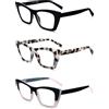 KoKoBin 3 confezioni di occhiali da lettura in stile Oprah per le donne che bloccano la luce blu del computer Lettori a occhio di gatto con cerniera a molla (3 Pack, 2.5, Diottria)