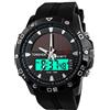 TONSHEN Uomo Orologio Digitale 50M Impermeabile Solare LED Outdoor Sportivo Militare Tattica Analogico Quarzo Moda Nero Acciaio Inossidabile E Morbida Gomma Band Orologi da Polso