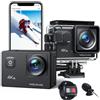 WOLFANG Action Cam GA100 4K 30FPS, 20MP WiFi PC Camera, Fotocamera per Casco, Subacquea 40M Impermeabile Videocamera, EIS, Telecomando2.4G, Mic Esterno,2x1050mAh Batterie Moto Cam