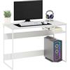 Furinno Moretti Scrivania da studio Modern Lifestyle, larghezza 114 cm, Bianco solido/Bianco