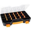 Perel Scatola assortimento in plastica, max 20 scomparti con 16 divisori rimovibili, coperchio trasparente, impilabile, per viti dadi chiodi e piccoli componenti, officina garage