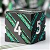 DNDND Stripe D&D Dice,DNDND Metallic Glitter Stripes Dice with Gift Metal Box for Dungeons and Dragons Tabletop Game (Green Stripes)