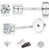 Morfetto Orecchini Moissanite,Orecchini in Argento Sterling 925 per Donne,2-5MM Ipoallergenici Orecchini a Stud Placcati in Oro 14K,Colore D VVS1 Diamante Simulato,Regalo di Gioielli Argento-3mm(0,1ct)