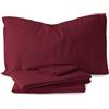 Morbidissimi Set Lenzuola Completo Letto in Flanella 100% cotone felpato Tinta Unita per letto Una piazza e mezza BORDEAUX
