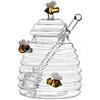 Uposao 300 ML Barattolo Di Miele in Vetro Da Vasetto Di Miele Set Con Mestolo E Coperchio Barattoli Di Vetro Creativi Per Conservare E Distribuire Miele E Sciroppo Per Cucina Domestica