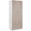 Generico Armadio 2 Ante + 2 Cassetti Colore Olmo e Bianco cm 90 x 52 x h. 210