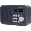 MangoKit MD2 Radio DAB con Bluetooth, radio digitale portatile, alimentata a rete e a batteria, radio FM da cucina, display, 40 stazioni preimpostate, sveglie, orologio, Snooze, cuffie - grigio scuro