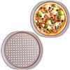 Relaxdays Teglie per Pizza, Set da 2, Rotonda, Forata, Antiaderente, per Crostate, Acciaio, Padella, ∅ 29,5 cm, Marrone