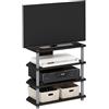 Furinno Turn-N-Tube Easy Assembly 4-Tier Petite Entertainment Center / TV Stand / TV Unit / TV Desk, Espresso/Grey