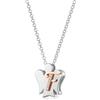 VLNET ® | Collana in Argento 925 con Angelo Custode + lettera in Argento Rosato e Zirconi Bianchi | Collezione Angeli Roberto Giannotti | Fatto a Mano in Italia (Lettera L)