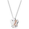 VLNET | Collana in Argento 925 con Angelo | lettera Argento Rosato e Zirconi Bianchi | Collezione Angeli Roberto Giannotti Fatto a Mano in Italia (L)