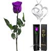 Yamonic Rosa Stabilizzata con Collana Regalo Donna, Vera Rosa Eterna con Steli Idee Regalo per Anniversario, Rosa Eterna Regalo Donna Compleanno, Natale San Valentino Regali per Lei