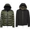 Goodyear Giacca Mezza Stagione Uomo Giubbotto Primaverile Con Cappuccio E Zip Piumino Caldo Bomber 100 Grammi Reversibile Autunnale Leggero Estivo (IT, Testo, L, Regular, Regular, Verde e Nero)