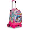 SJ Gang Zaino Scuola con Carrello Sganciabile a 2 Ruote - Trolley Jack 2WD MAGICFLIP GIRL - 3 in 1 - Triplo Uso - con Tasca Porta Borraccia - per Bambina - Fucsia