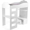 Small Foot 12025 Letto a soppalco per bambole in legno, con scala, biancheria da letto, scrivania, sedia e specchio, dai 3 anni in su