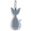 SINGULARU - Charm Salem Gatto Enamel Grigio. Ciondolo in Ottone con Finitura Placcata Rodio. Reversibile con Dettagli Smaltati Grigi e Chiusura a Moschettone. Gioielli da Donna